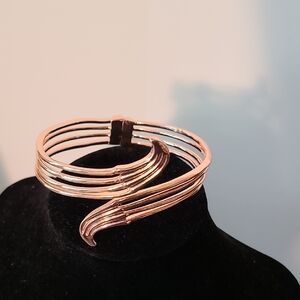 Women's Rose Gold Multi-Band Open Cuff Bracelet